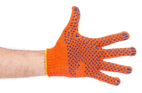 Male hands in working build gloves — Stock Photo, Image
