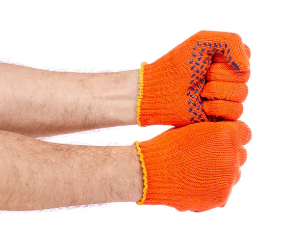 Manliga händer i arbetar bygga handskar — Stockfoto