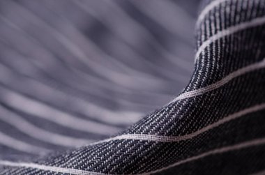 Kumaş Tekstil mavi çizgili makro