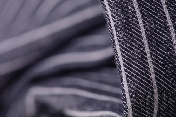 Ruhával textil kék csíkos makró — Stock Fotó