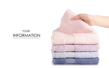 Bir sürü havlu pembe mavi el desen