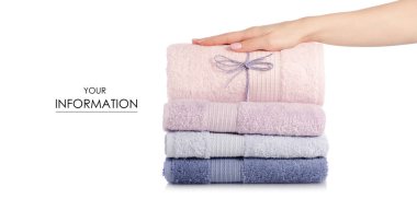 Bir sürü havlu pembe mavi el desen