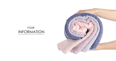 Bir sürü havlu pembe mavi rulo el desen