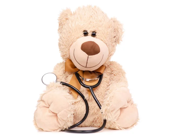 Toy bear stethoscoop medische geneeskunde — Stockfoto