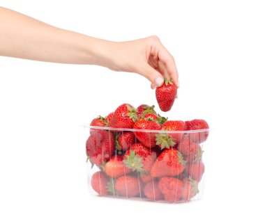 Ambalaj çilek bir elinde