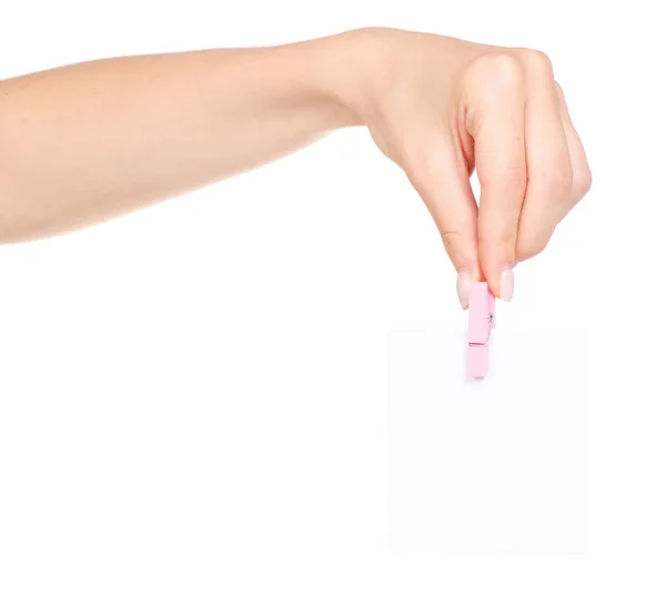 Renkli ileti örneği clothespins kağıt notları el ile — Stok fotoğraf