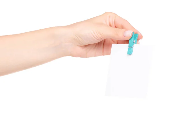 Renkli ileti örneği clothespins kağıt notları el ile — Stok fotoğraf