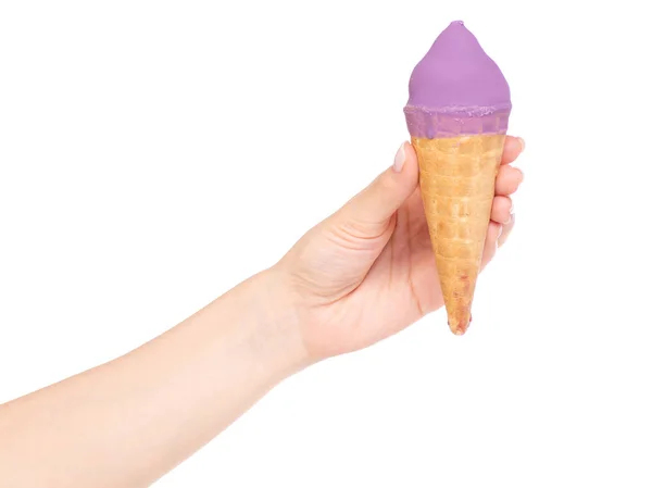 Ice cream cone in hand Stock Image