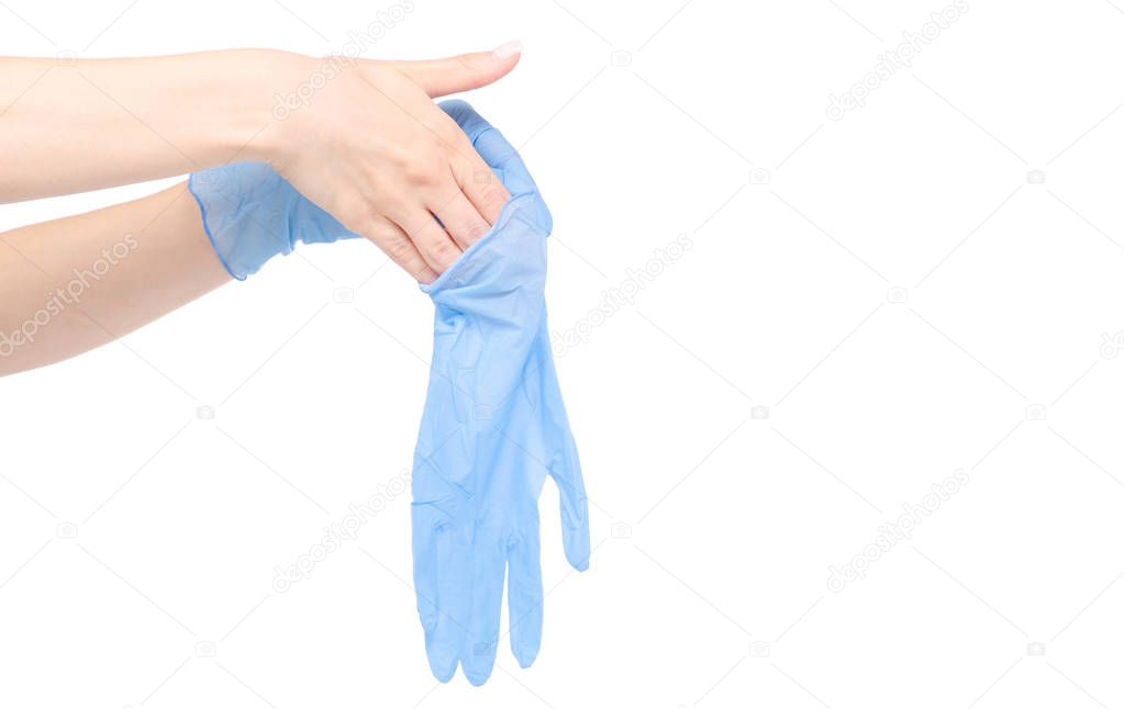 Medical gloves in hand