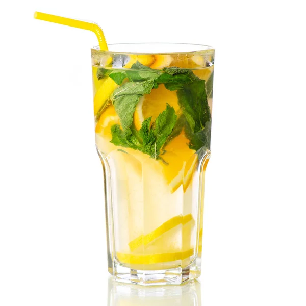 Glass lemonade lemon orange with mint — Stock Photo, Image