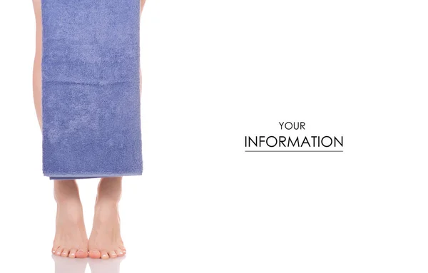 Female feet heel blue bath towel beauty spa pattern — Stock Photo, Image