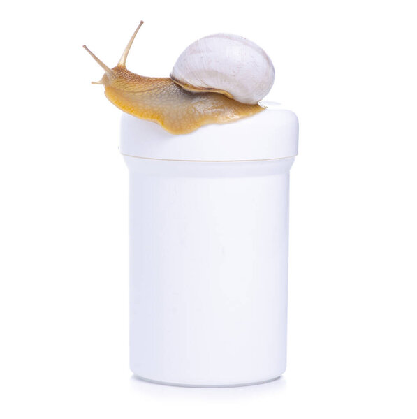White bottle cream with snail