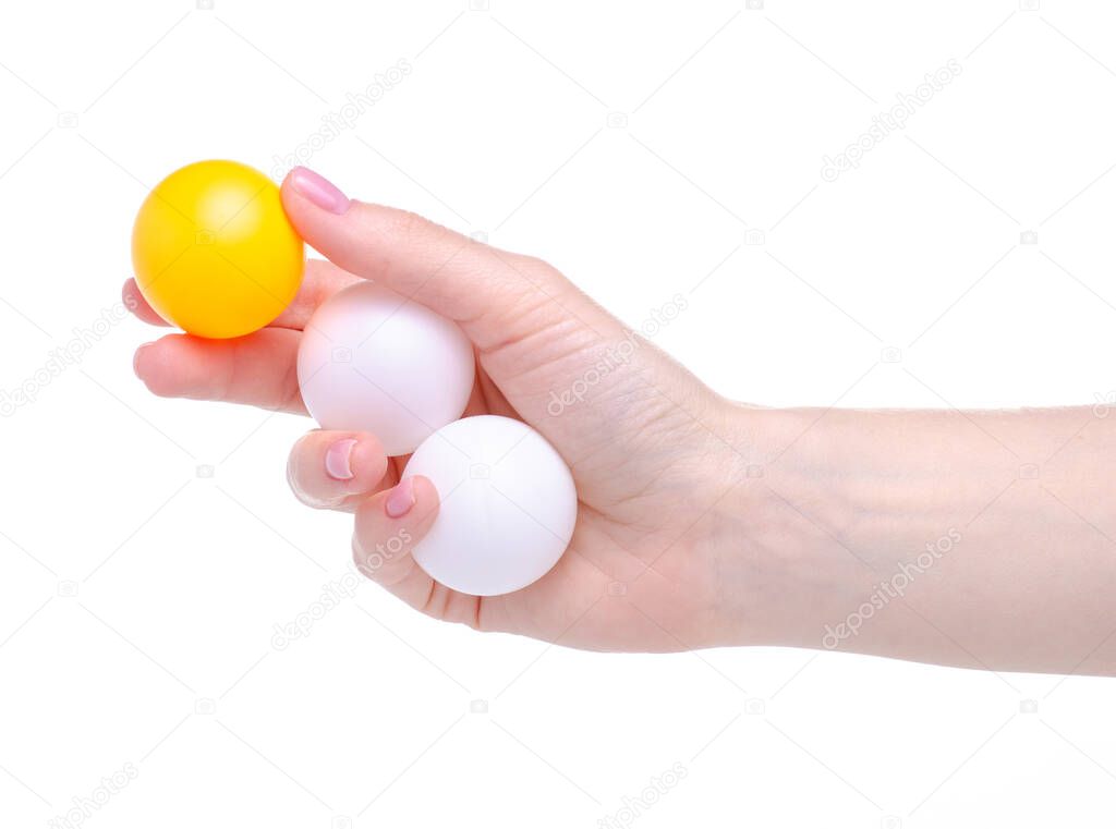 Balls for playing table tennis in hand
