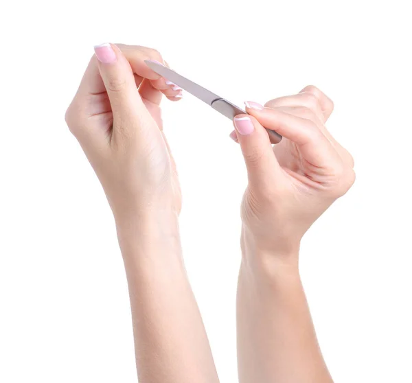 Nail file in hand — Stock Photo, Image