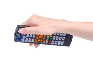 TV uzaktan kumandası elinde
