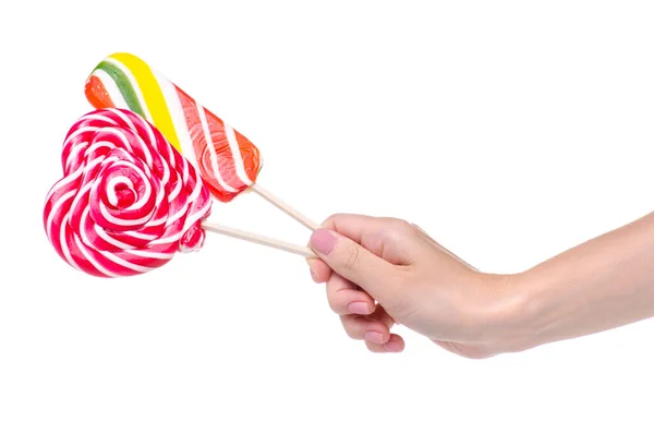 Bonbon-Lutscher bunt in der Hand — Stockfoto