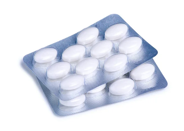 Blister comprimidos brancos cápsulas farmácia medicina — Fotografia de Stock