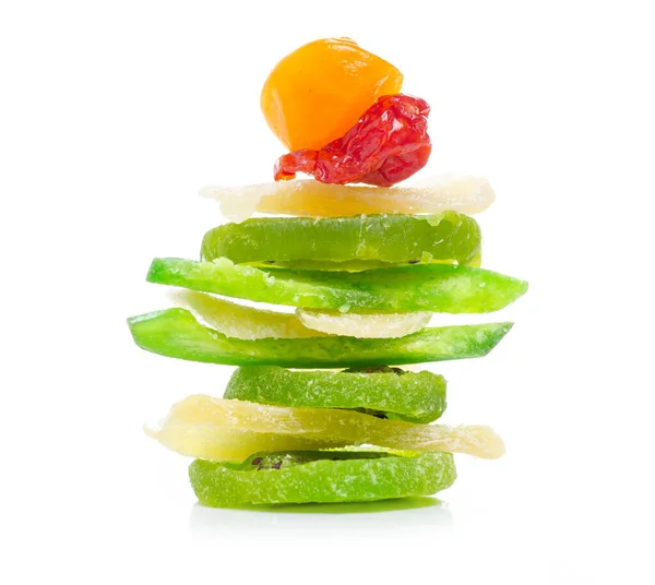 Pile candied dried tropical fruits — Stock Photo, Image