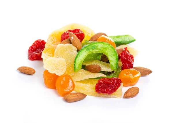 Pile candied dried tropical fruits — Stock Photo, Image