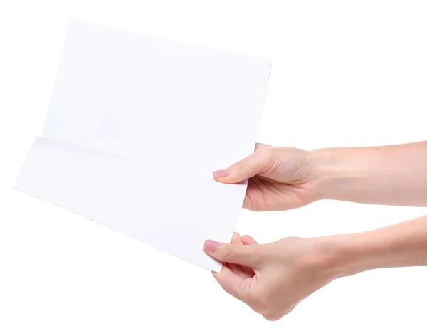 Λευκό βιβλίο στο χέρι — Φωτογραφία Αρχείου