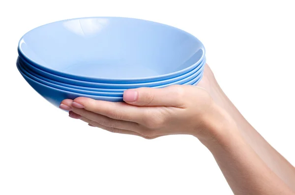 Pastel blue plates for soup — Stock Photo, Image