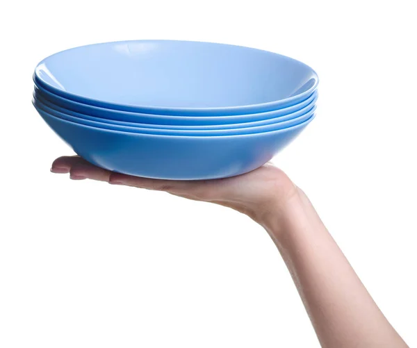 Μπλε πιάτα ζυμαρικών για σούπα — Φωτογραφία Αρχείου