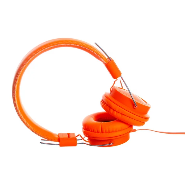 Orange headphones audio equipment — Stock Photo, Image