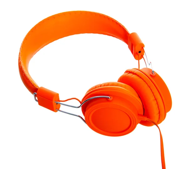 Orange headphones audio equipment — Stock Photo, Image