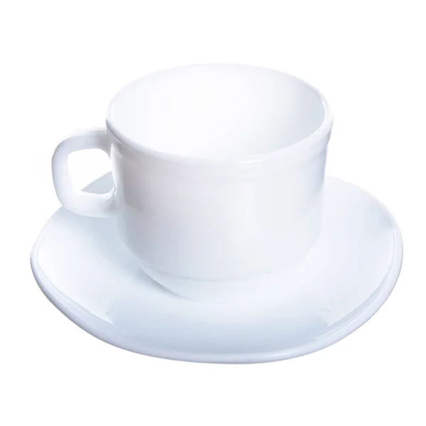 Üres fehér csésze csésze csésze csészealj — Stock Fotó
