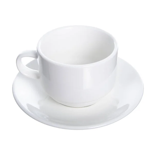 Пустой белый кофе кружку с блюдцем — стоковое фото