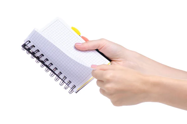 Notepad diary in hand Stock Picture