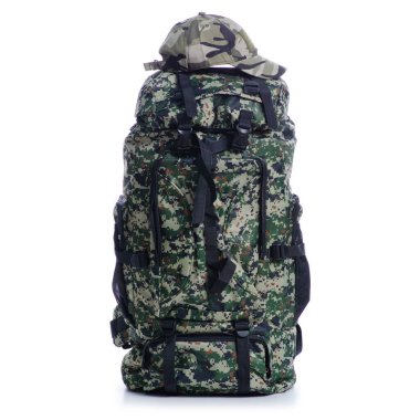 Aksesuar şapkalı askeri çanta.