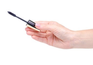 Elde siyah rimel fırçası güzellik