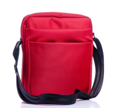 Kırmızı kurye çantası.