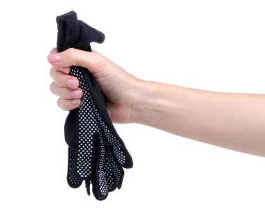 Eldivenli kadın eller.