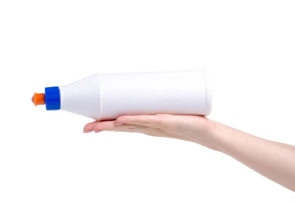Bottle of glue in hand — Stock Photo, Image