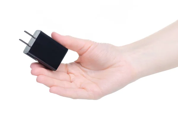 Fuente de alimentación USB en la mano — Foto de Stock