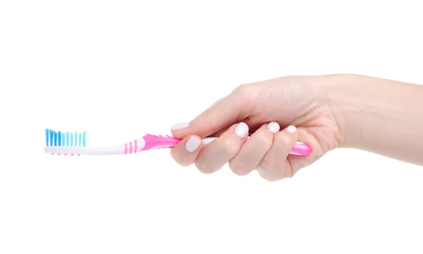 Toothbrush in hand health care — Stock Photo, Image