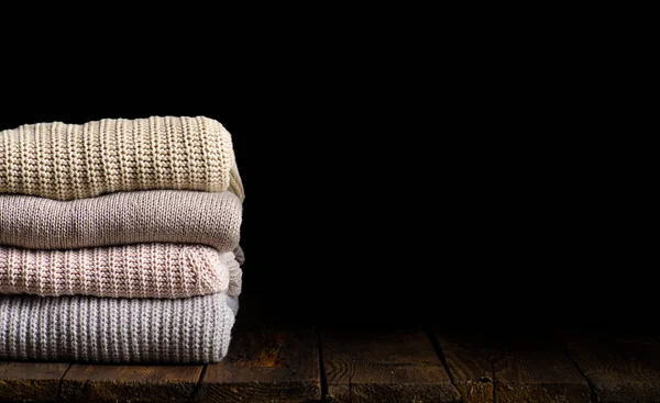stack of clothes from knitted knitwear