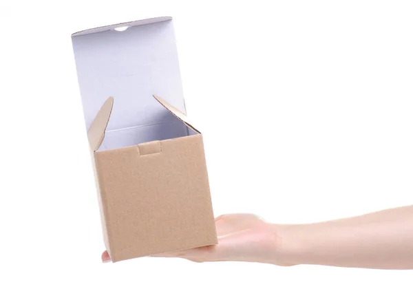 Braune Schachtel in der Hand — Stockfoto