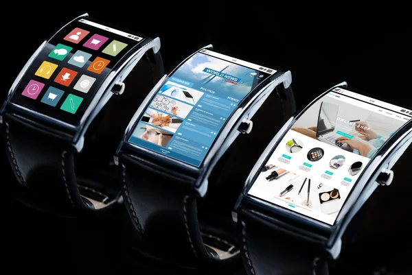 Close up of smart watch with apps on screen — Stock Photo, Image