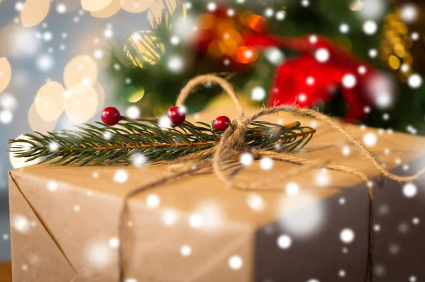 Zbliżenie na świąteczny prezent z jodły brunch — Zdjęcie stockowe