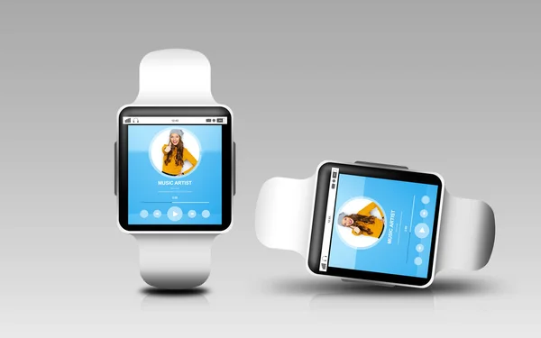 Smart watches with music player on screen — Stock Photo, Image