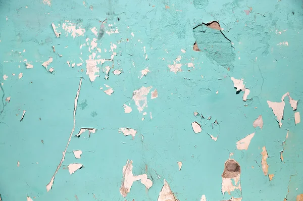 Parede azul ou turquesa com superfície de pintura de descascamento — Fotografia de Stock