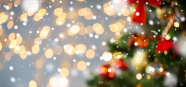 blurred christmas tree decorated with balls clipart