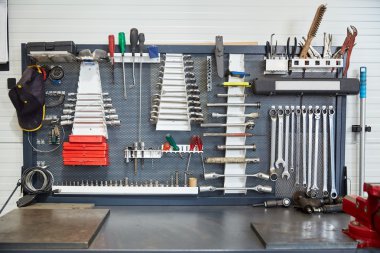 tools set at car workshop clipart