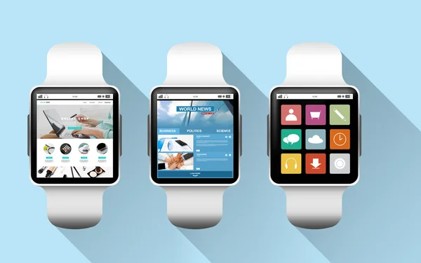 Fermer les montres intelligentes noires avec des applications — Photo