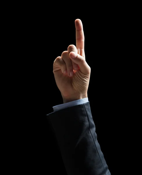 Close up of businessman hand pointing finger — Stock Photo, Image