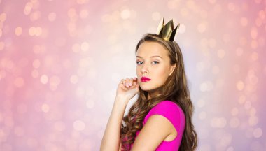 young woman or teen girl in princess crown clipart