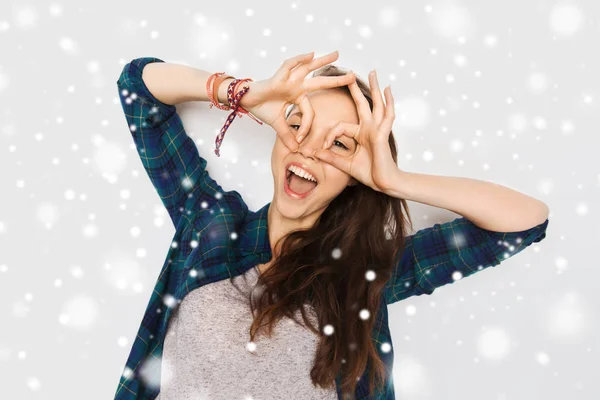 Happy teenage girl making face and having fun — Stock Photo, Image